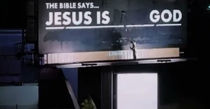 Man paints over heretical billboard to read 'Jesus is God'