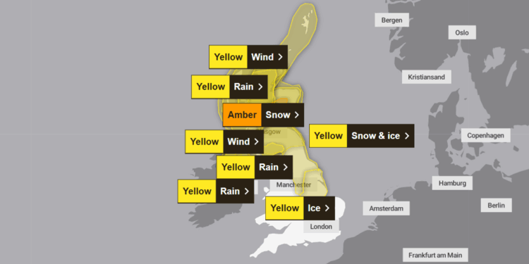 Met Office issues amber warning for snow as huge swathes of Britain warned of power cuts and are urged not to drive