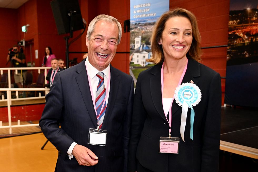 Nigel Farage with Reform UK's Sarah Pochin