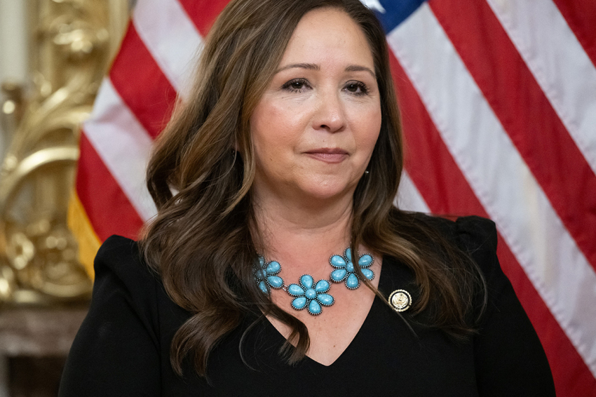 U.S. Rep. Adelita Grijalva, D-Ariz., attends her ceremonial swearing-in at the U.S. Capitol in Washington, D.C., Nov. 12, 2025. After weeks of delay, congresswoman Adelita Grijalva, who won a special election to fill the seat vacated after her father, Raul Grijalva died, is sworn in to the House of Representatives. 