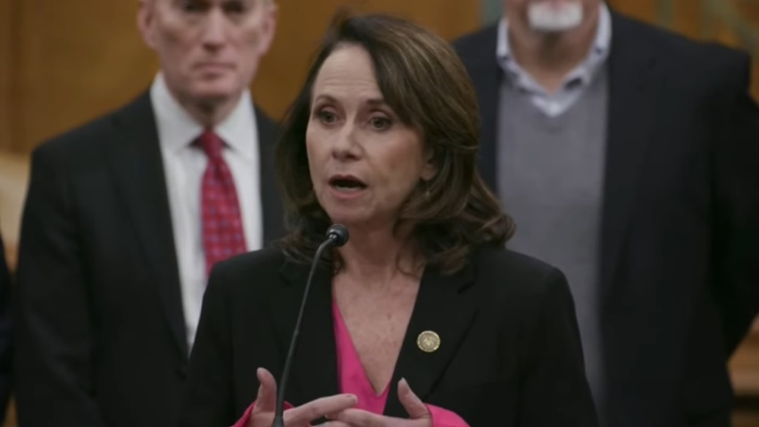 Louisiana Attorney General Liz Murrill speaks during a a press conference on Capitol Hill in Washington, D.C. on Jan. 14, 2026.