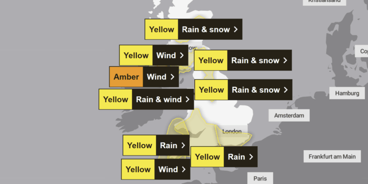 Storm Chandra set to hit Britain is just hours as Met Office issues seven warnings