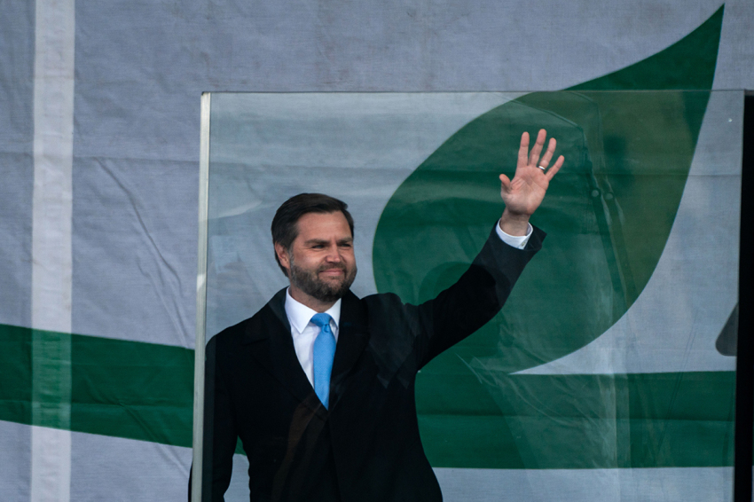 U.S. Vice President JD Vance arrives to speak on stage as people attend the annual March for Life rally on the National Mall on Jan. 24, 2025, in Washington, D.C. Anti-abortion activists attend the annual march that marked the anniversary of the Supreme Court's, now overturned, 1973, Roe v. Wade ruling which made abortion legal in all 50 states. 