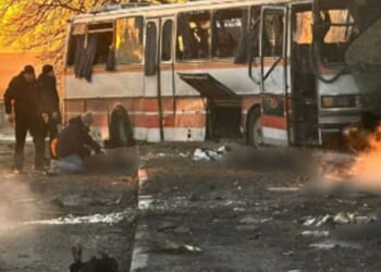 Drone strike on bus kills 12 mine workers