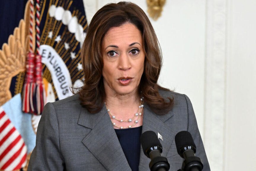 US Vice President Kamala Harris speaks during an event on gun violence in the East Room of the White House in Washington, DC on September 26, 2024. (Photo by SAUL LOEB / AFP) (Photo by SAUL LOEB/AFP via Getty Images)
