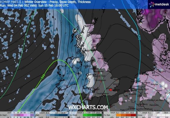 Map shows snow over Wales, Scotland and Northern Ireland
