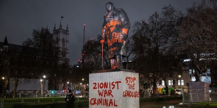 Winston Churchill's statue in Parliament Square vandalised by pro-Palestine protesters