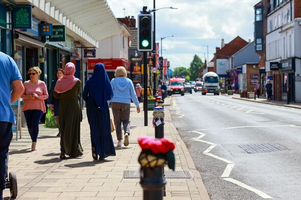 GV of high street in Kenilworth, Warks