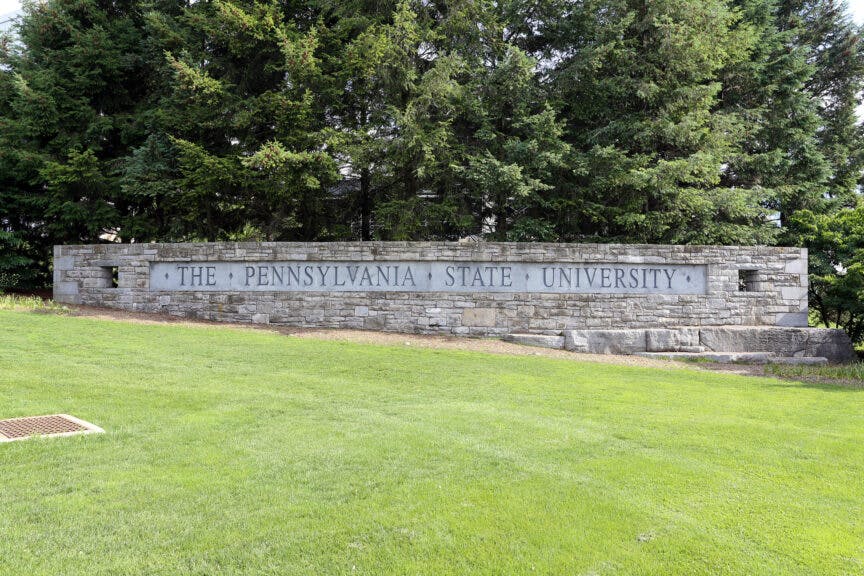 wellesenterprises. Getty Images. University Park, Pennsylvania, USA - June 21, 2018: An entrance to Penn State University. Penn State University is a large public research university located in University Park, Pennsylvania.