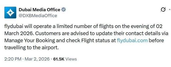 An image of a tweet from the Dubai Media Office, which reads: An image of a tweet from the Dubai Media Office, which reads: