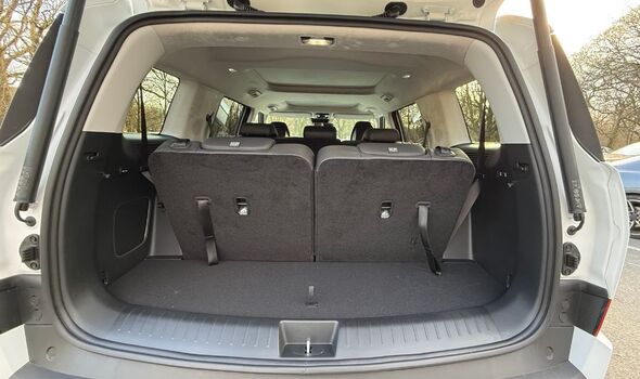 The boot of the Hyundai with the third row of seats up