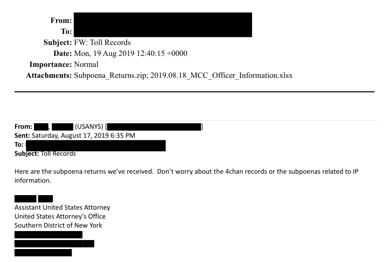 4Chan/Email Southern District of New York