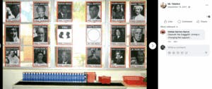 Talarico’s “free thinker” wall highlighting numerous liberal leaders. 