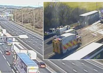 Drivers face long delays on major motorway after crash involving THREE lorries