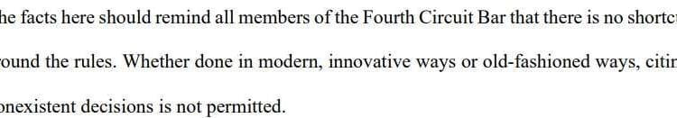 Fourth Circuit Publicly Admonishes Lawyer for "Citations to Nonexistent Judicial Opinions"