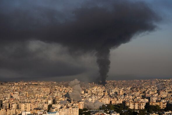Smoke rises from Israeli airstrikes in Dahiyeh, a southern suburb of Beirut, Lebanon. Smoke rises from Israeli airstrikes in Dahiyeh, a southern suburb of Beirut, Lebanon.