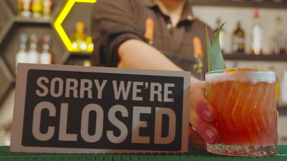 Sorry we are closed sign at the bar counter