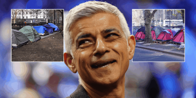 Sadiq Khan CANNOT solve homeless crisis blast Tories as 'migrant tent camps' blight London