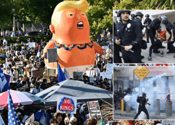 Several people arrested at anti-Donald Trump protest as thousands of 'rioters' take to the streets