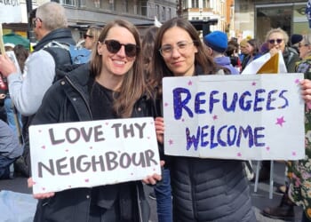 Together Alliance protests against Christian nationalism in London march