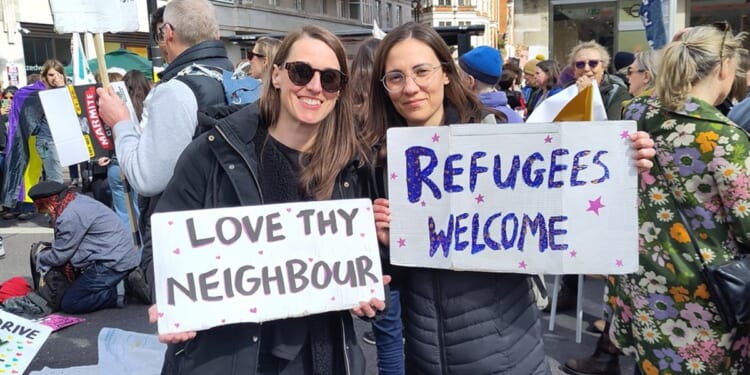 Together Alliance protests against Christian nationalism in London march