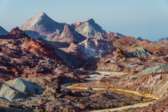 Amazing Rainbow Valley in Hormuz Island, Persian Gulf, Hormozgan Province, Southern Iran Amazing Rainbow Valley in Hormuz Island, Persian Gulf, Hormozgan Province, Southern Iran