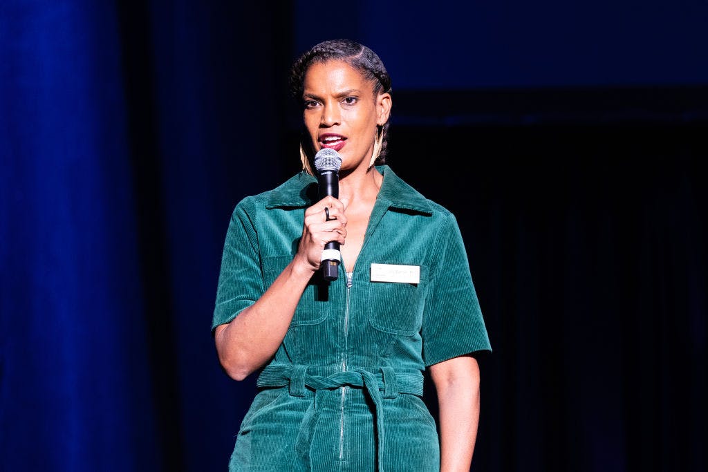 NEW ORLEANS, LOUISIANA - SEPTEMBER 27: Dr. Joy Banner, Co-Founder and Co-Director of The Descendants Project, speaks on stage during Mass Registration of Women For Clean Economy Jobs Concert at Saenger Theatre on September 27, 2024 in New Orleans, Louisiana. 