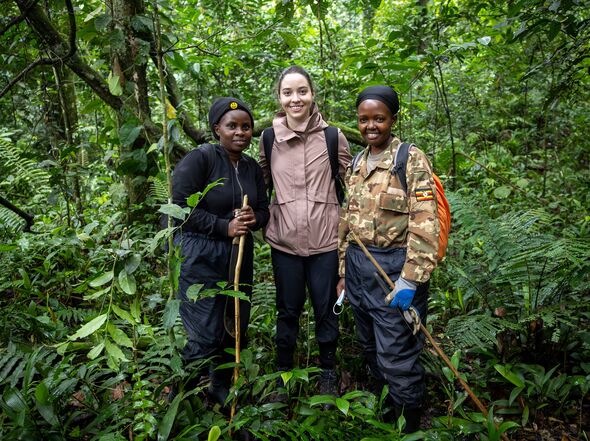 Steph Spyro posing with guides during a trek Steph Spyro posing with guides during a trek