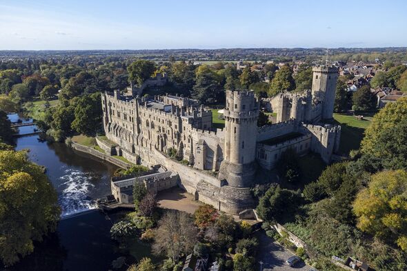 Aerial view of Warwick Castle.