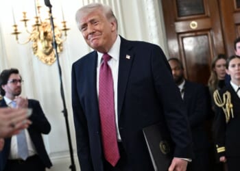 Donald Trump in awkward moment with American students after bragging about banning trans athletes