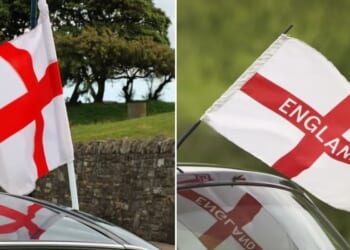Motorists could be fined £1,000 and breach Highway Code by flying England flags