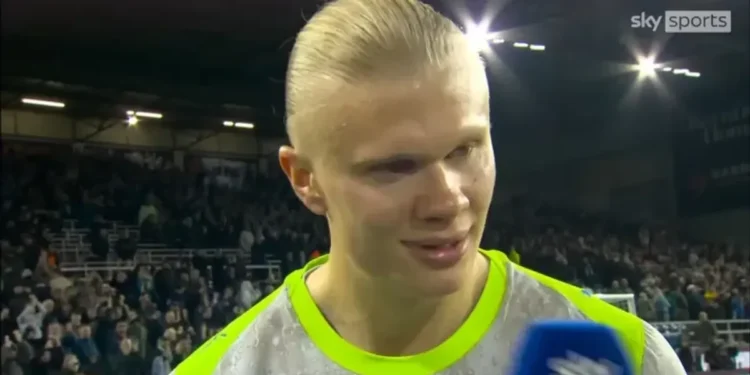 Erling Haaland irritated by Sky Sports reporter after firing Man City to Burnley win