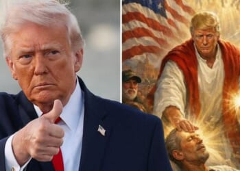 X users spot disturbing shadowy figures in Trump's Al Jesus image | US | News