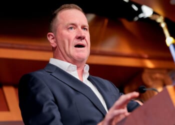 U.S. Sen. Eric Schmitt speaks during a press conference at the U.S. Capitol.